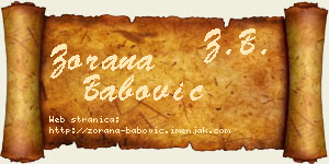 Zorana Babović vizit kartica